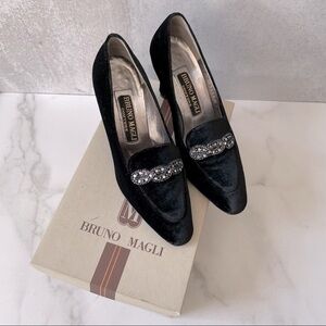 Vintage Bruno Magli Velvet Rhinestone Pumps